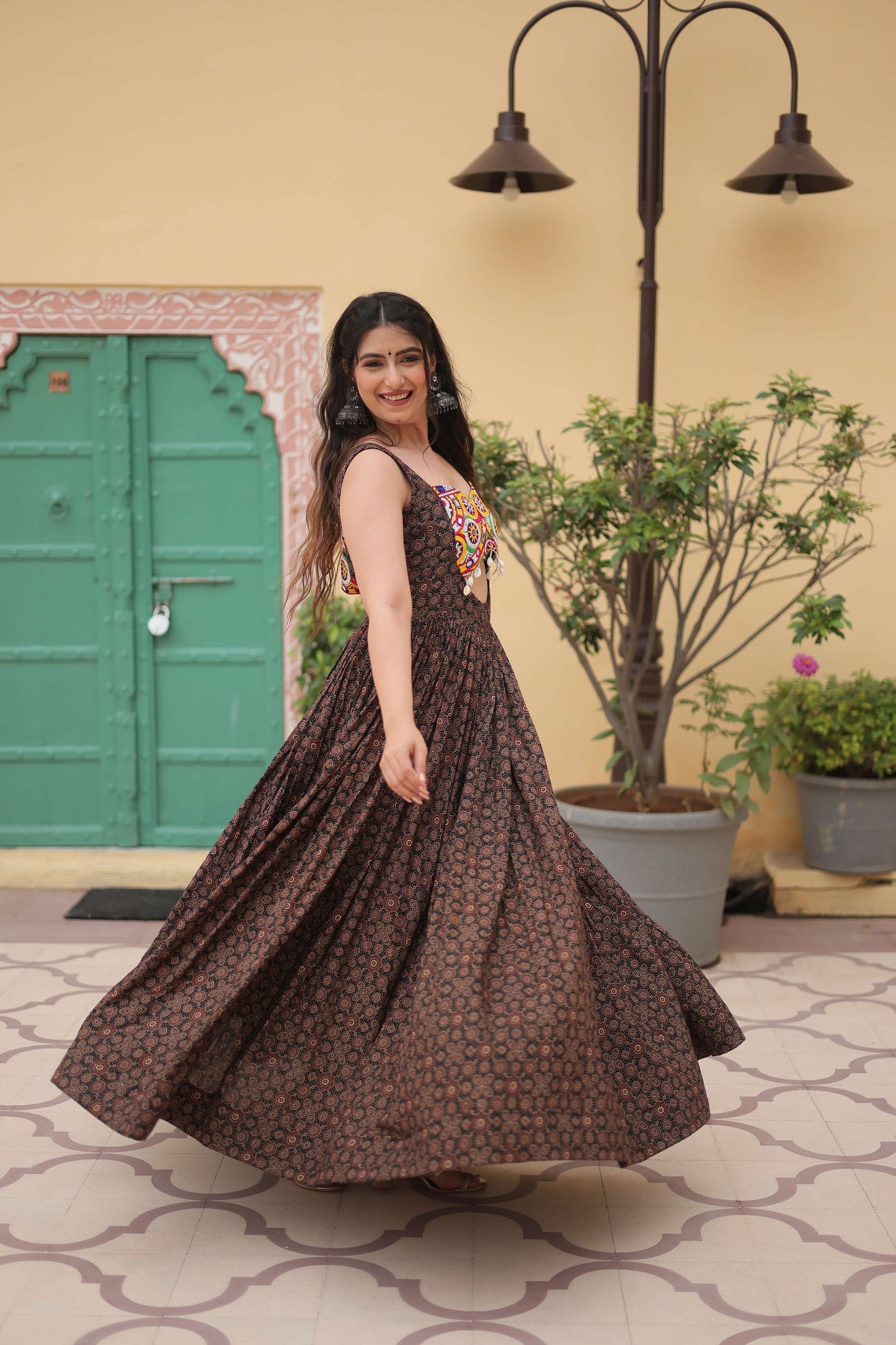 Black Faux Georgette Designer Gown  Fully Flared Elegant Party & Wedding Set