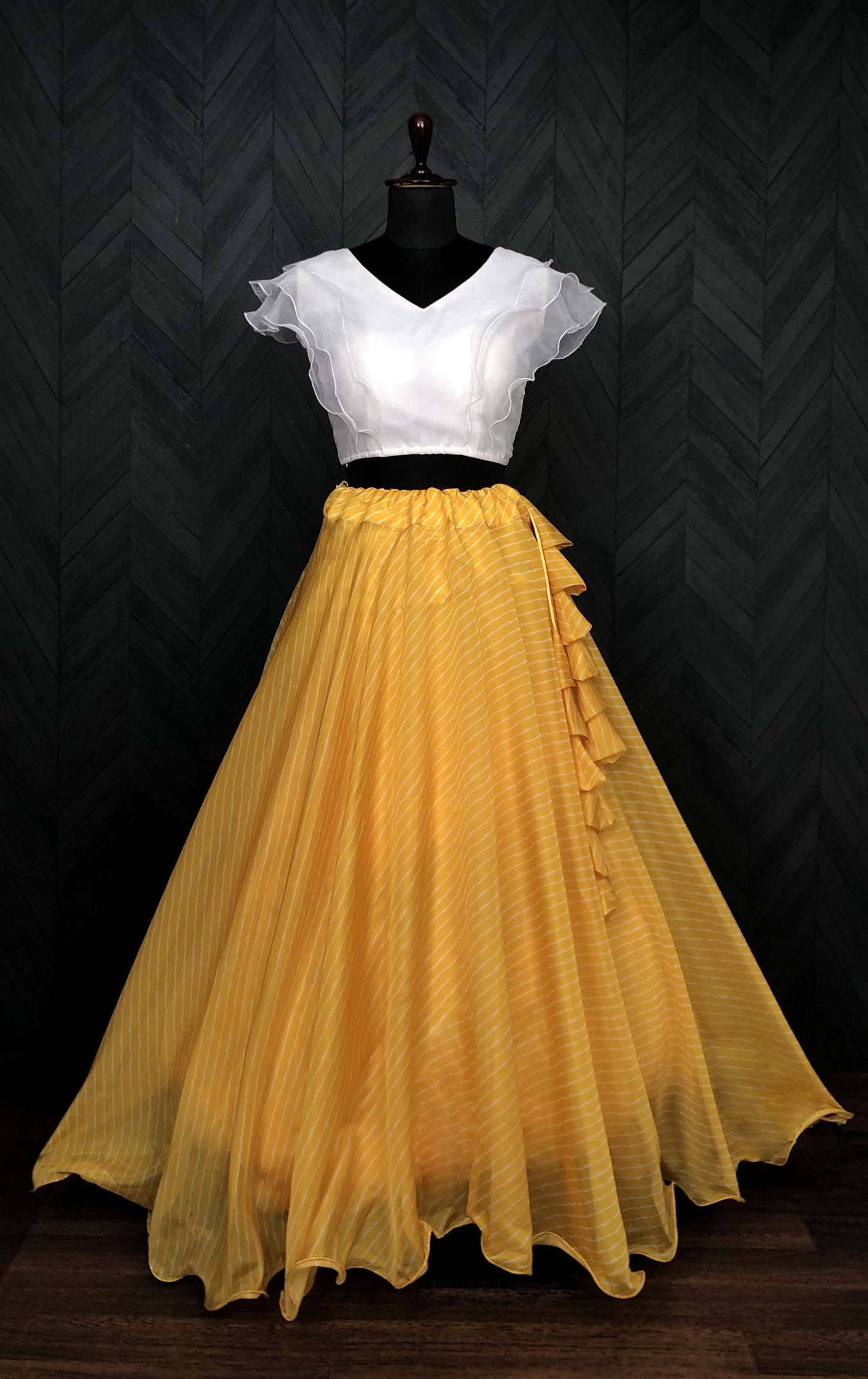 Premium Designer Leheriya Digital Printed Organza Lehenga Choli Set
