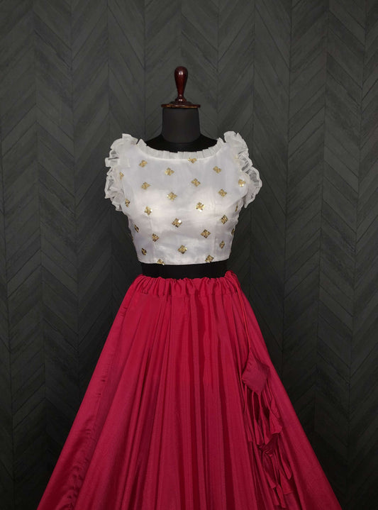 Premium Chinnon Lehenga with Organza Sequin Blouse  Readymade Set
