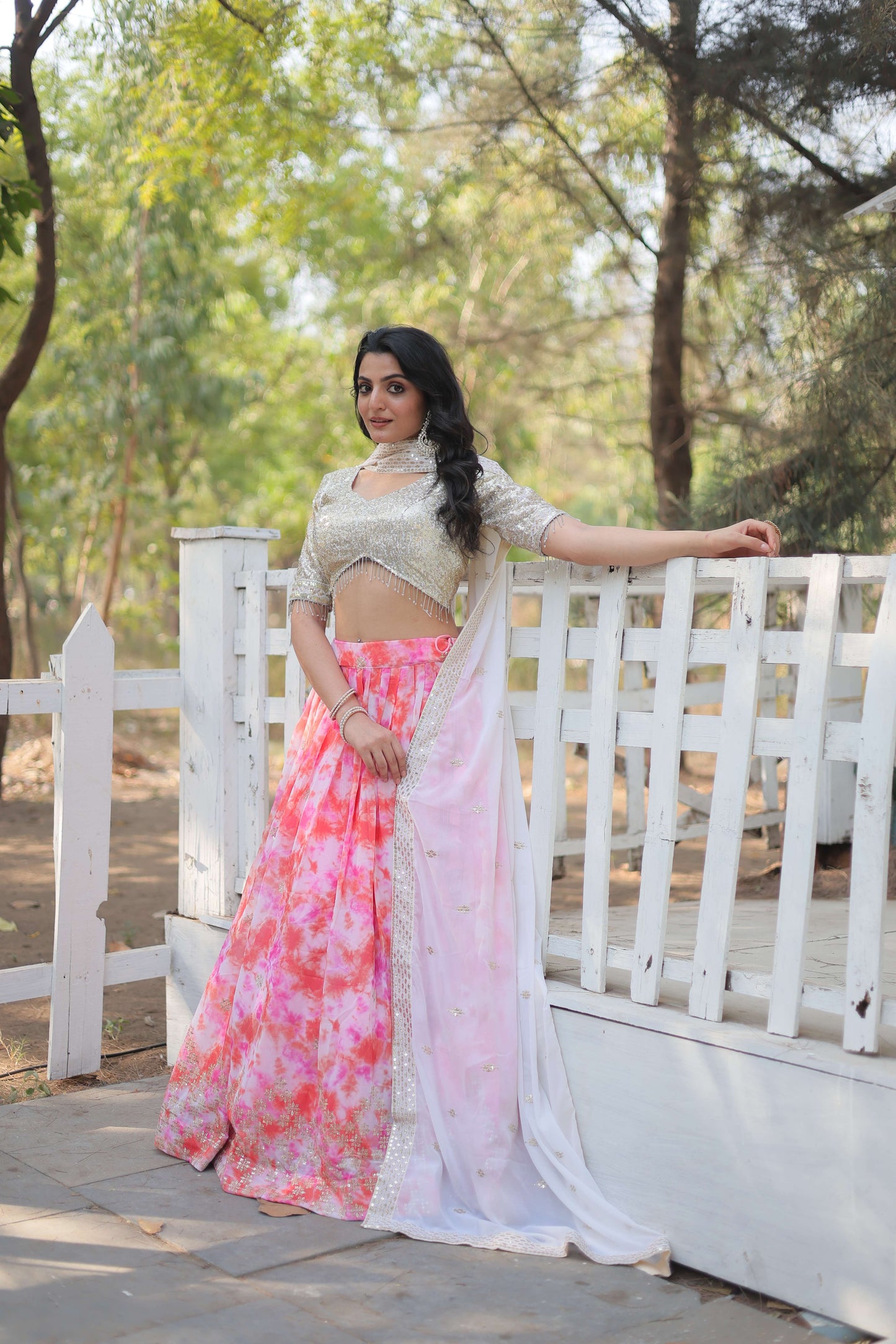 Digital Printed Georgette Lehenga Choli with Sequins Dupatta ?