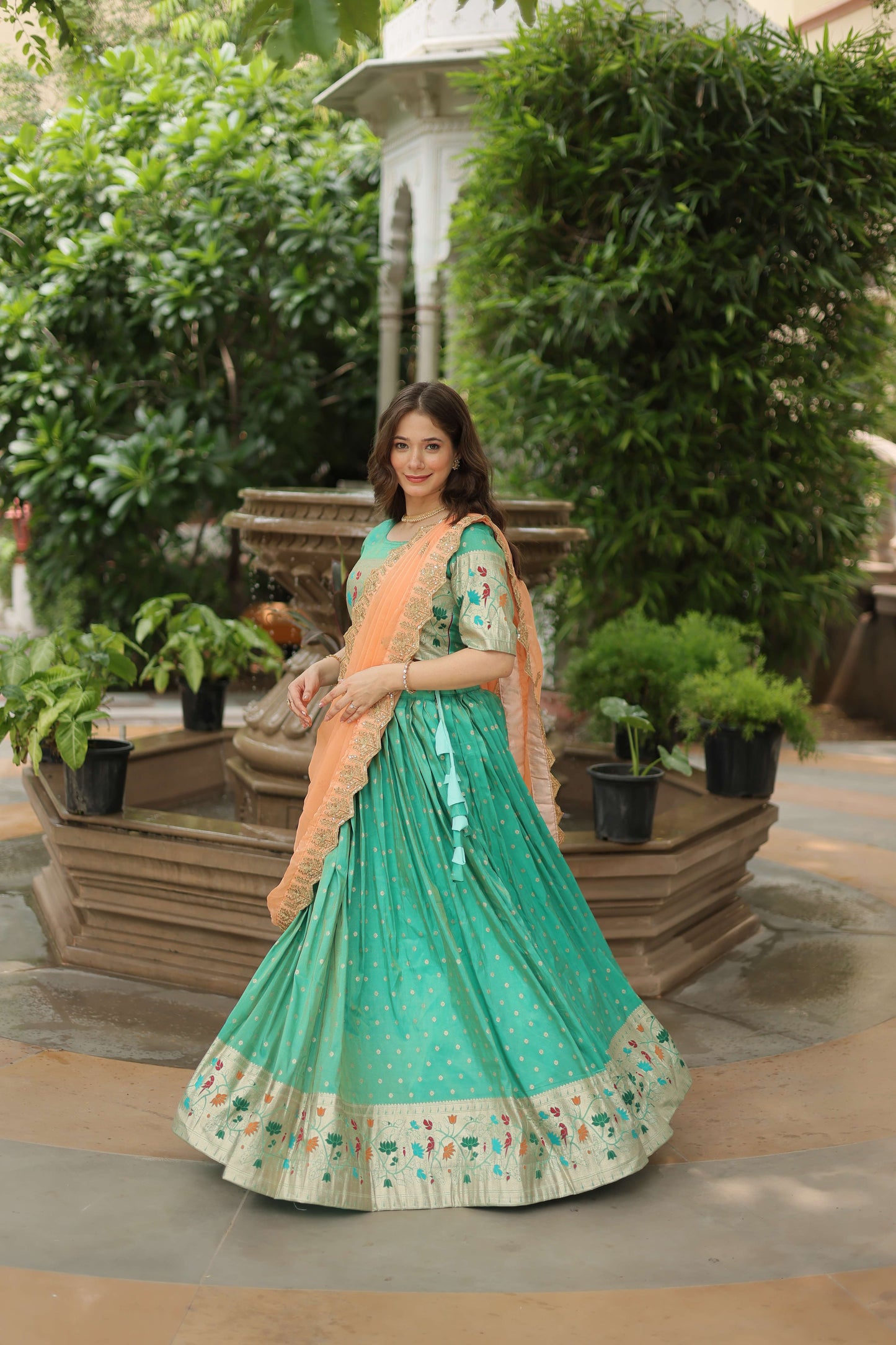 Cosmos Jequard Lehenga Choli with Embroidered Dupatta 