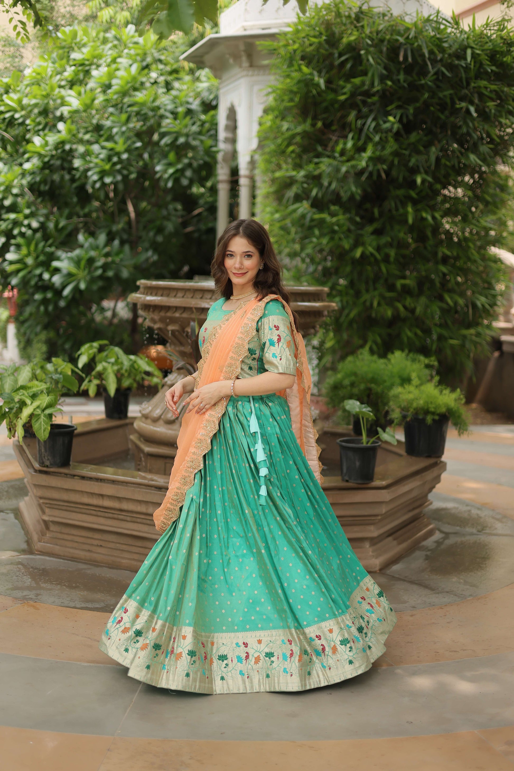 Cosmos Jequard Lehenga Choli with Embroidered Dupatta 