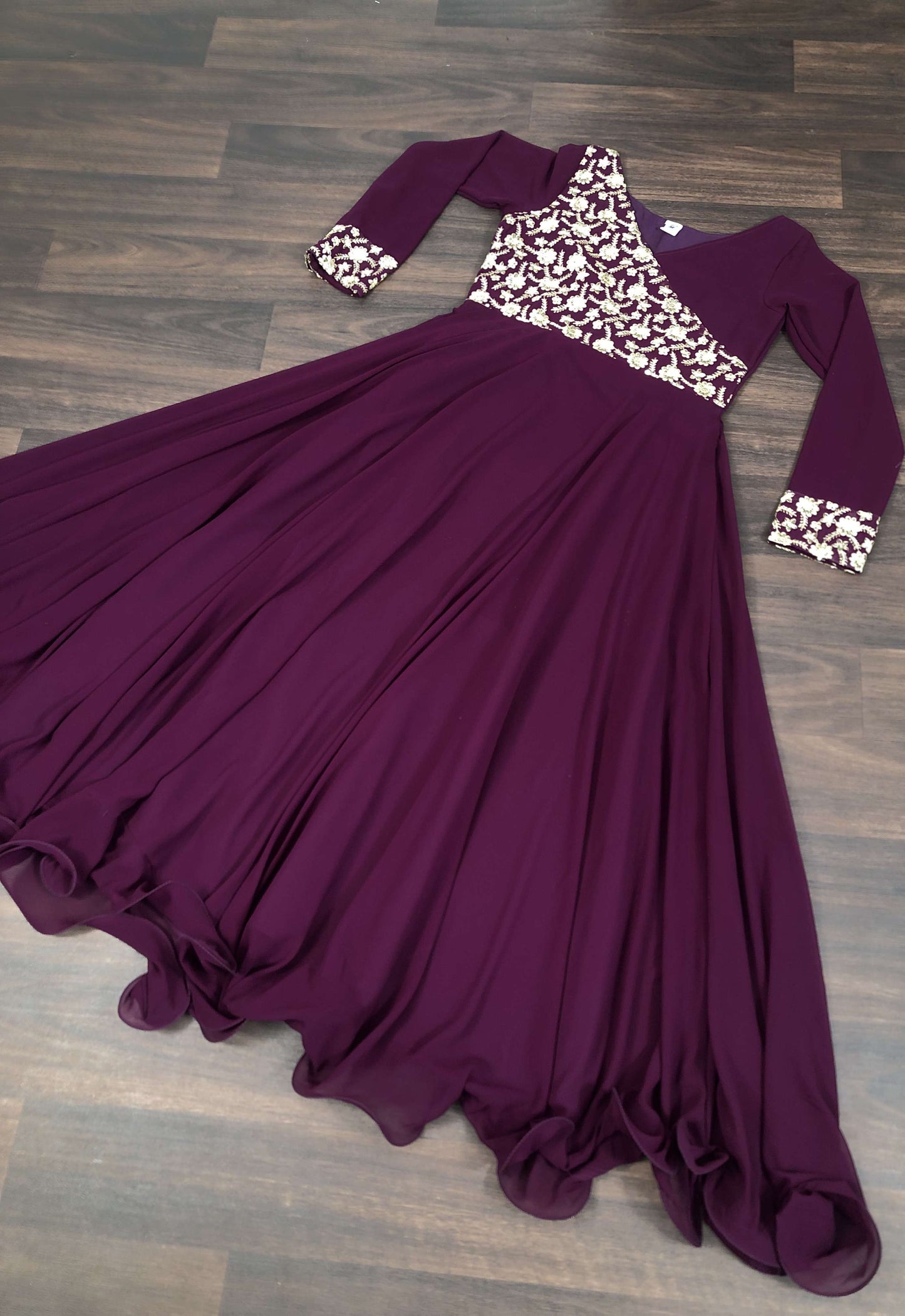 Purple Elegant Faux Blooming Designer Gown with Rich Embroidery  Premium Ready-to-Wear Dress