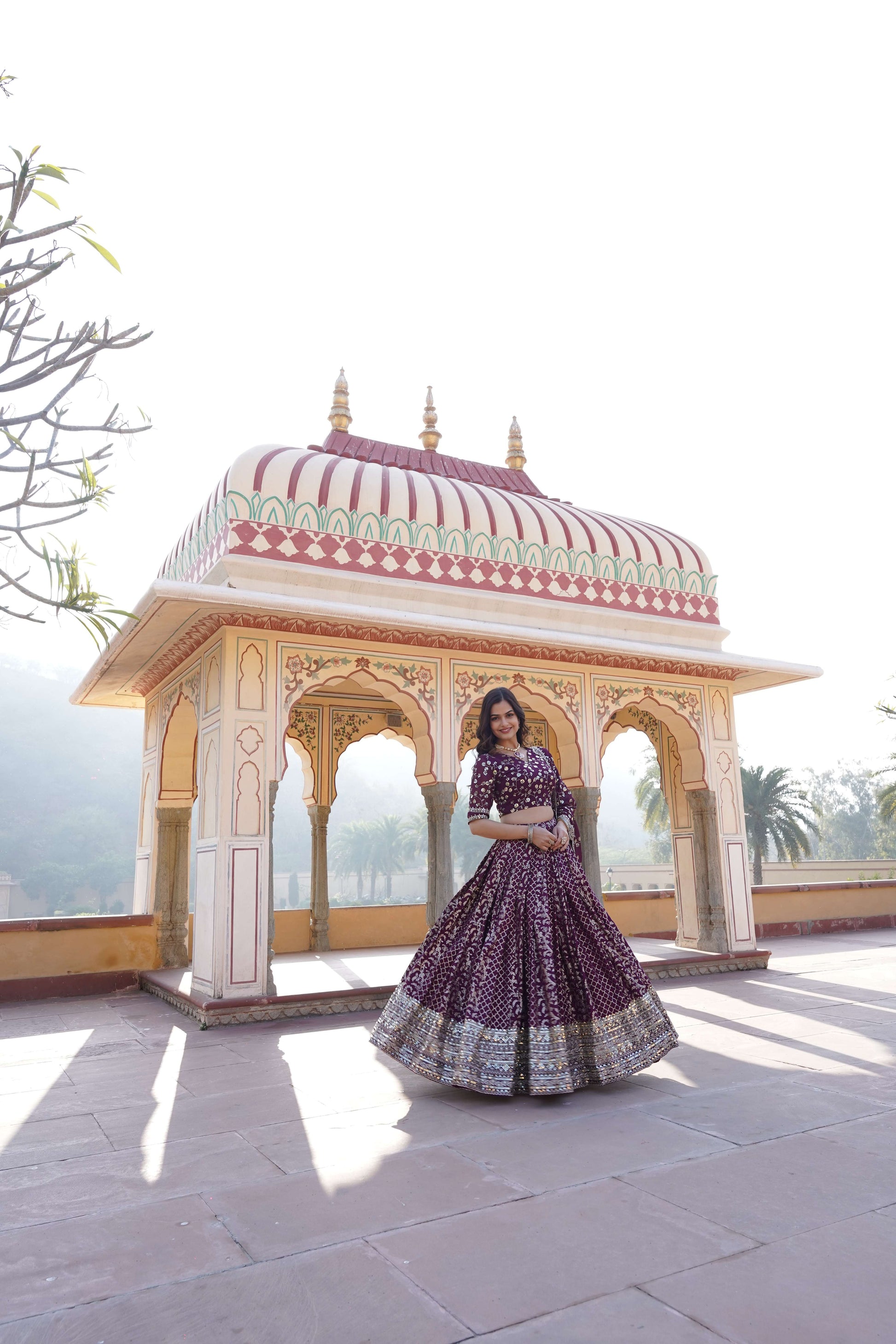 Designer Pure Viscose Jacquard Lehenga Choli with Sequins Dupatta 