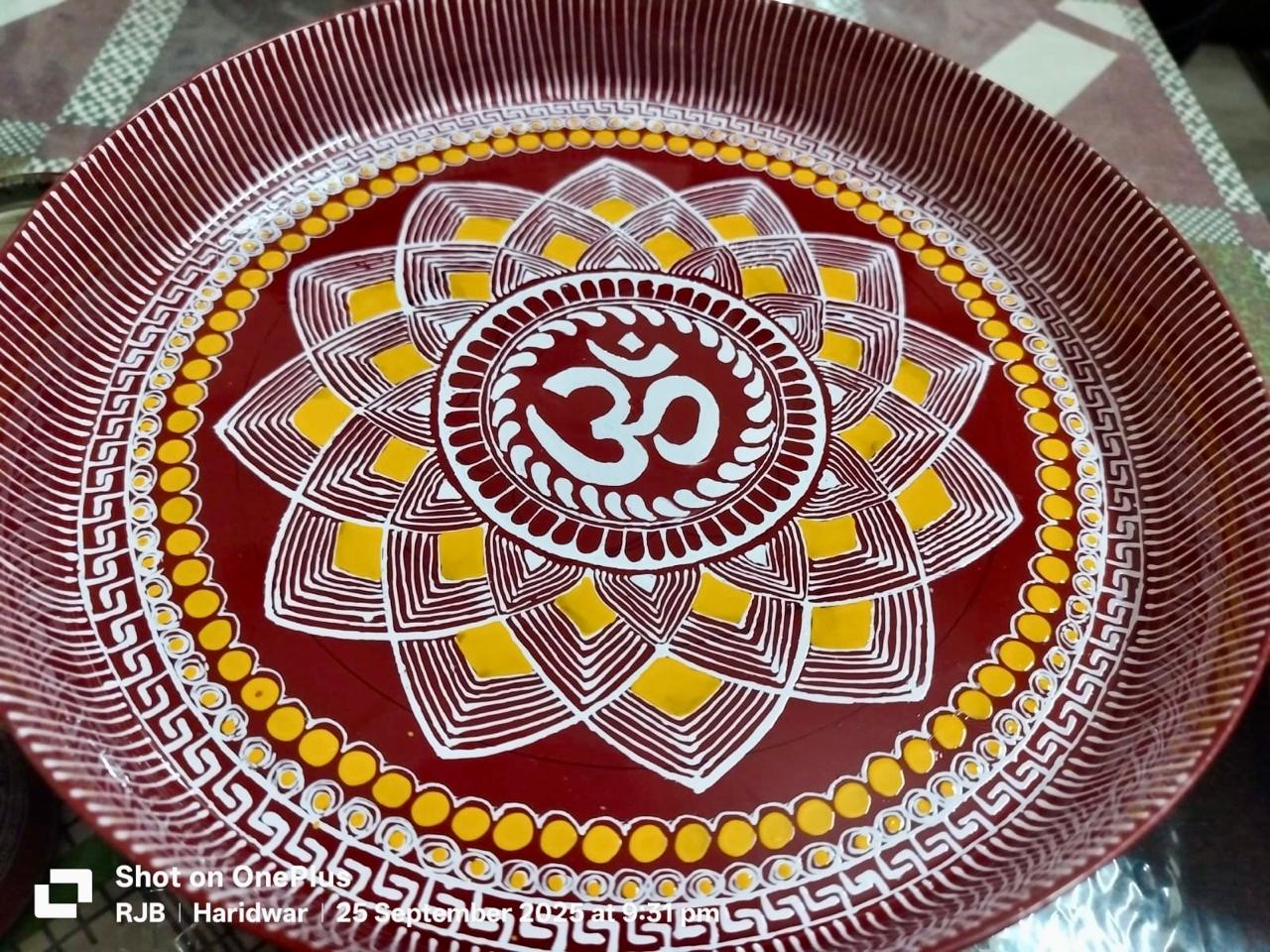 Handcrafted Aipan Art Stainless Steel Utensil Set | Traditional Kumaoni Folk Art | Made in Uttarakhand