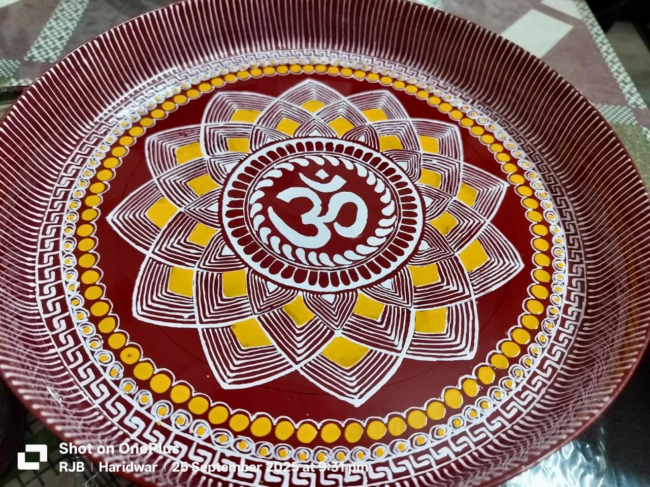 Handcrafted Aipan Art Stainless Steel Utensil Set | Traditional Kumaoni Folk Art | Made in Uttarakhand