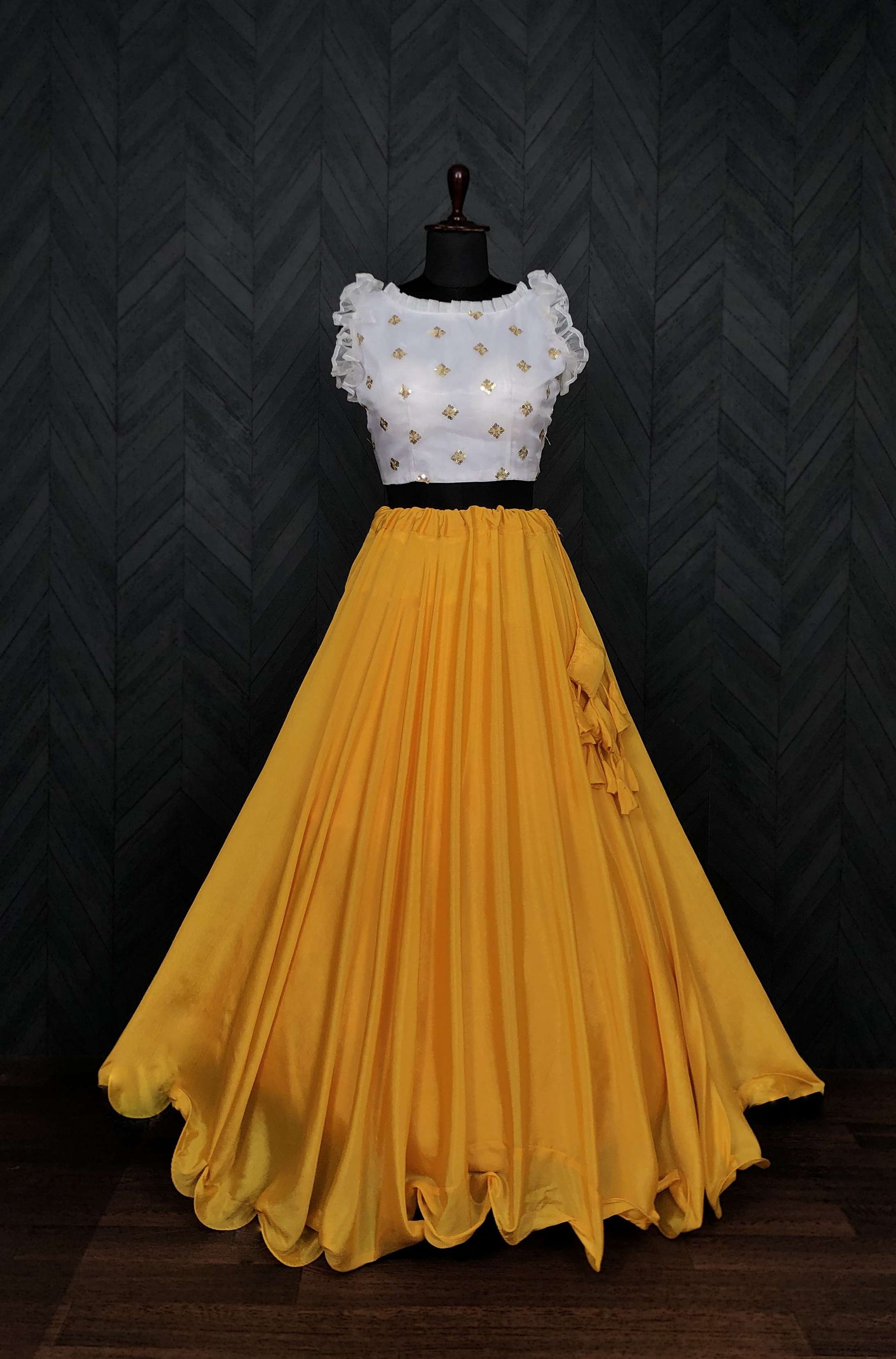 Premium Chinnon Lehenga with Organza Sequin Blouse  Readymade Set