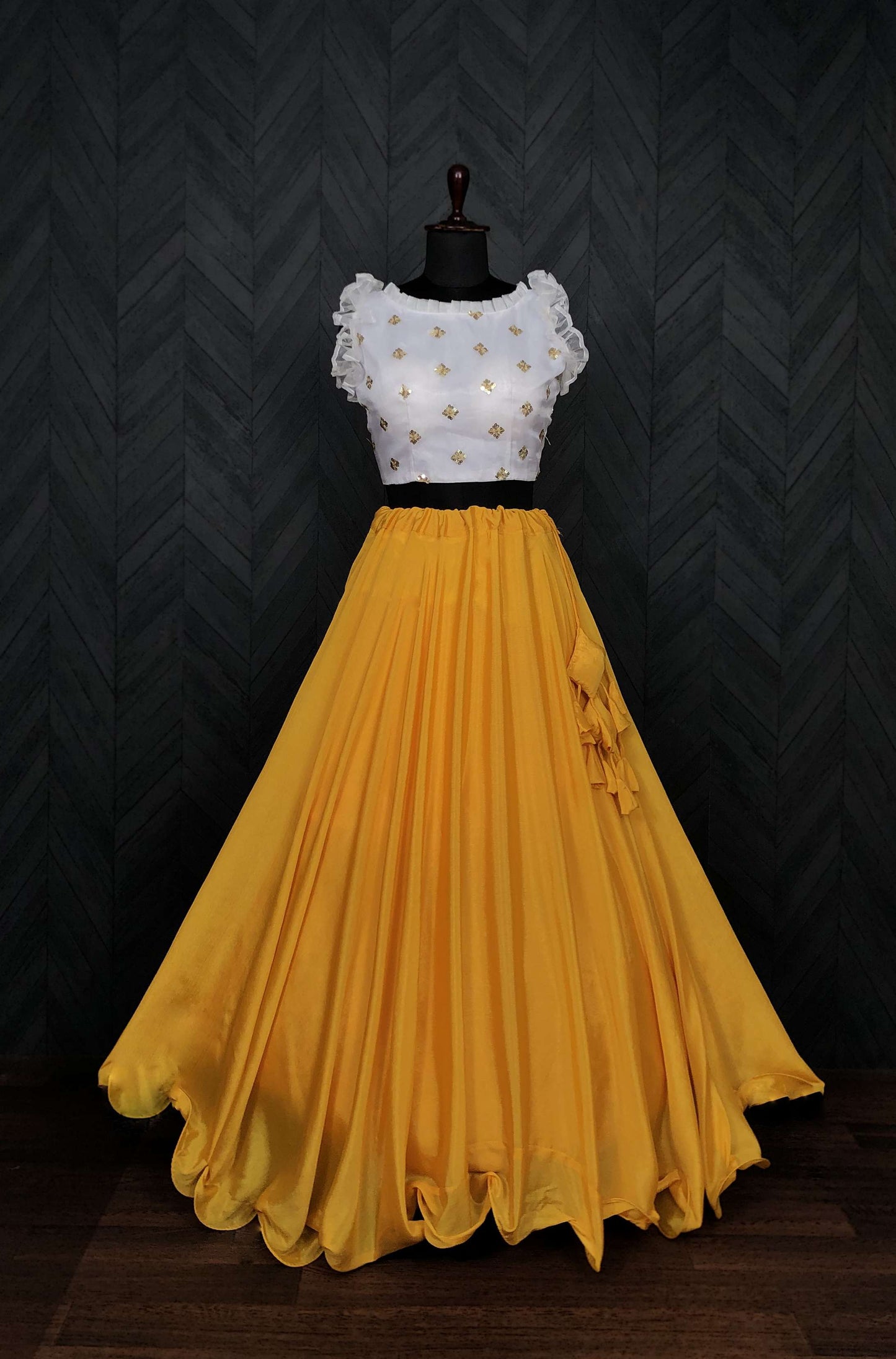 Premium Chinnon Lehenga with Organza Sequin Blouse  Readymade Set