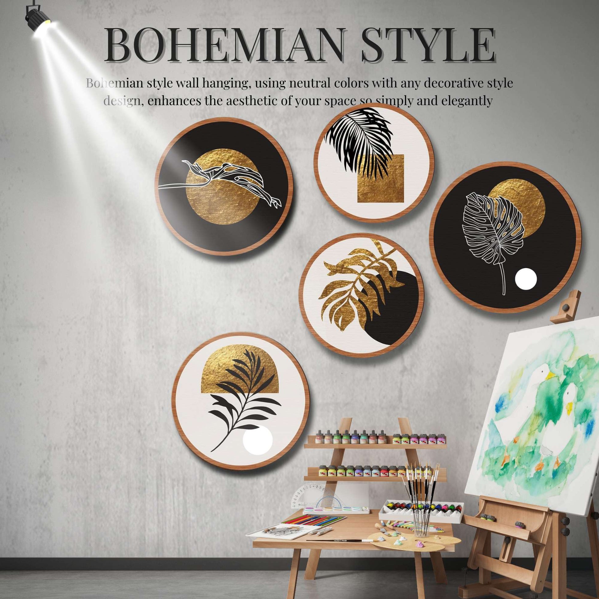 5 PCS Circle Wall Painting