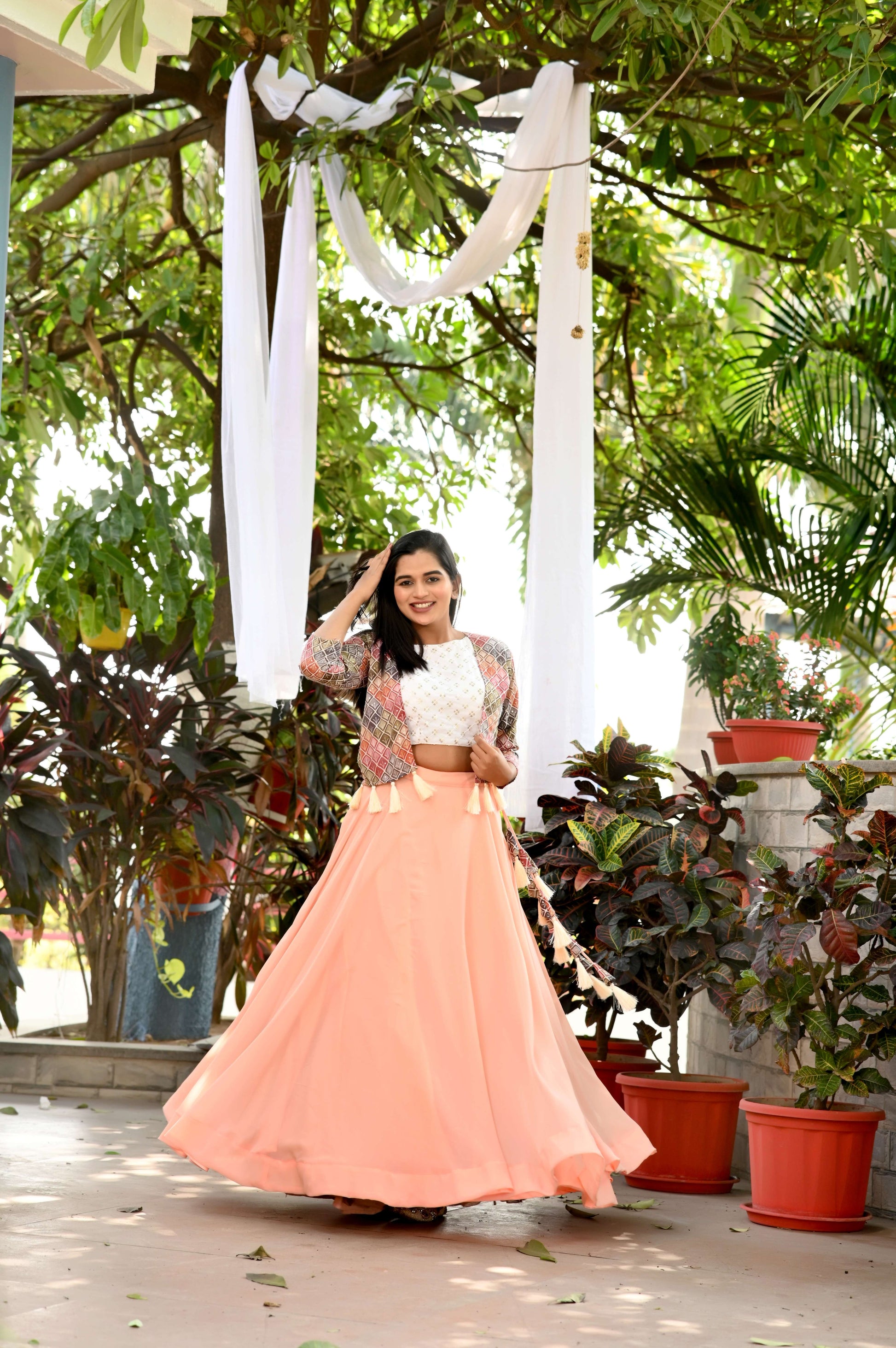 Premium Koti Blouse Lehenga Set in Faux Georgette & Chinnon