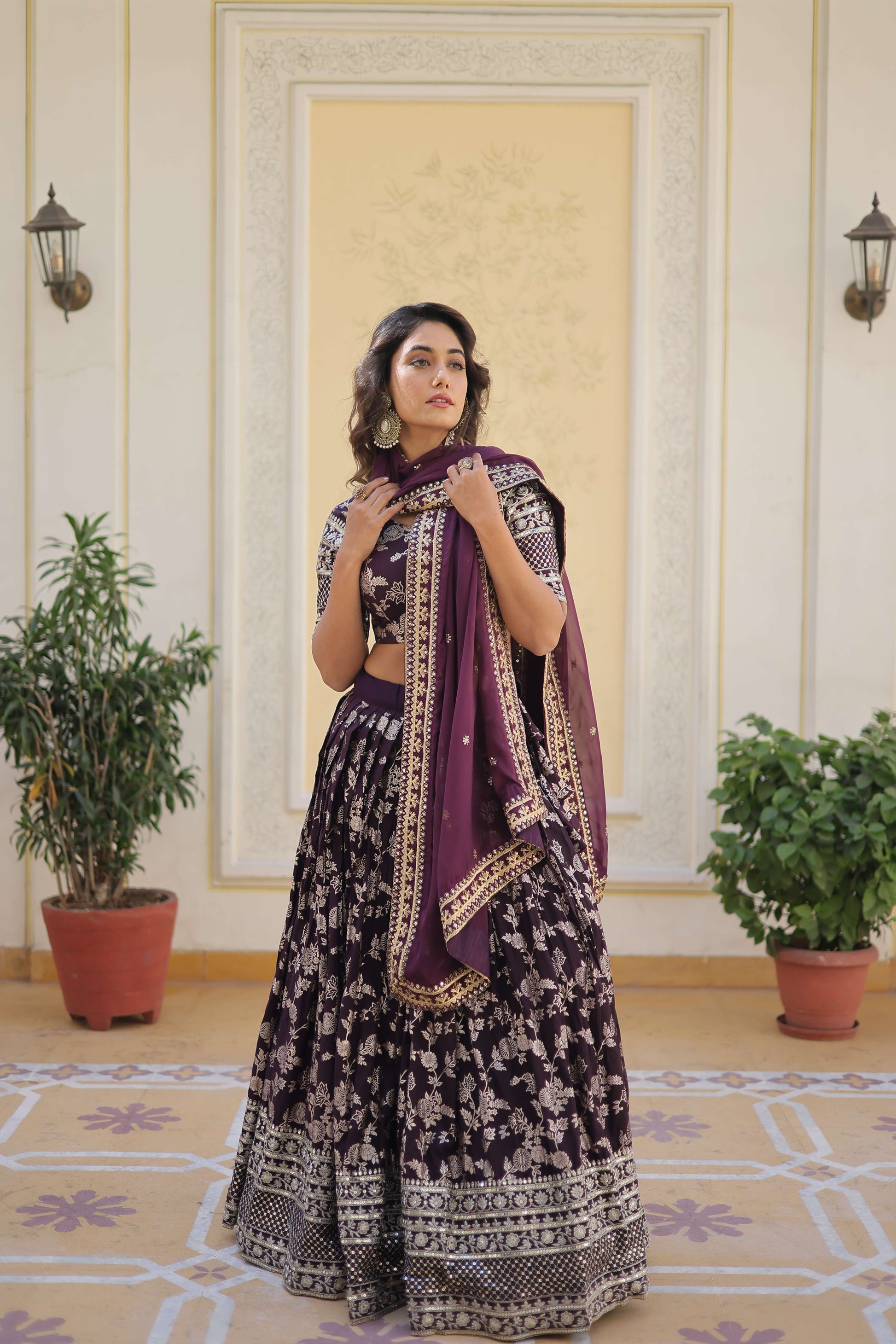 Designer Pure Viscose Jacquard Embroidered Lehenga Choli with Dupatta ?