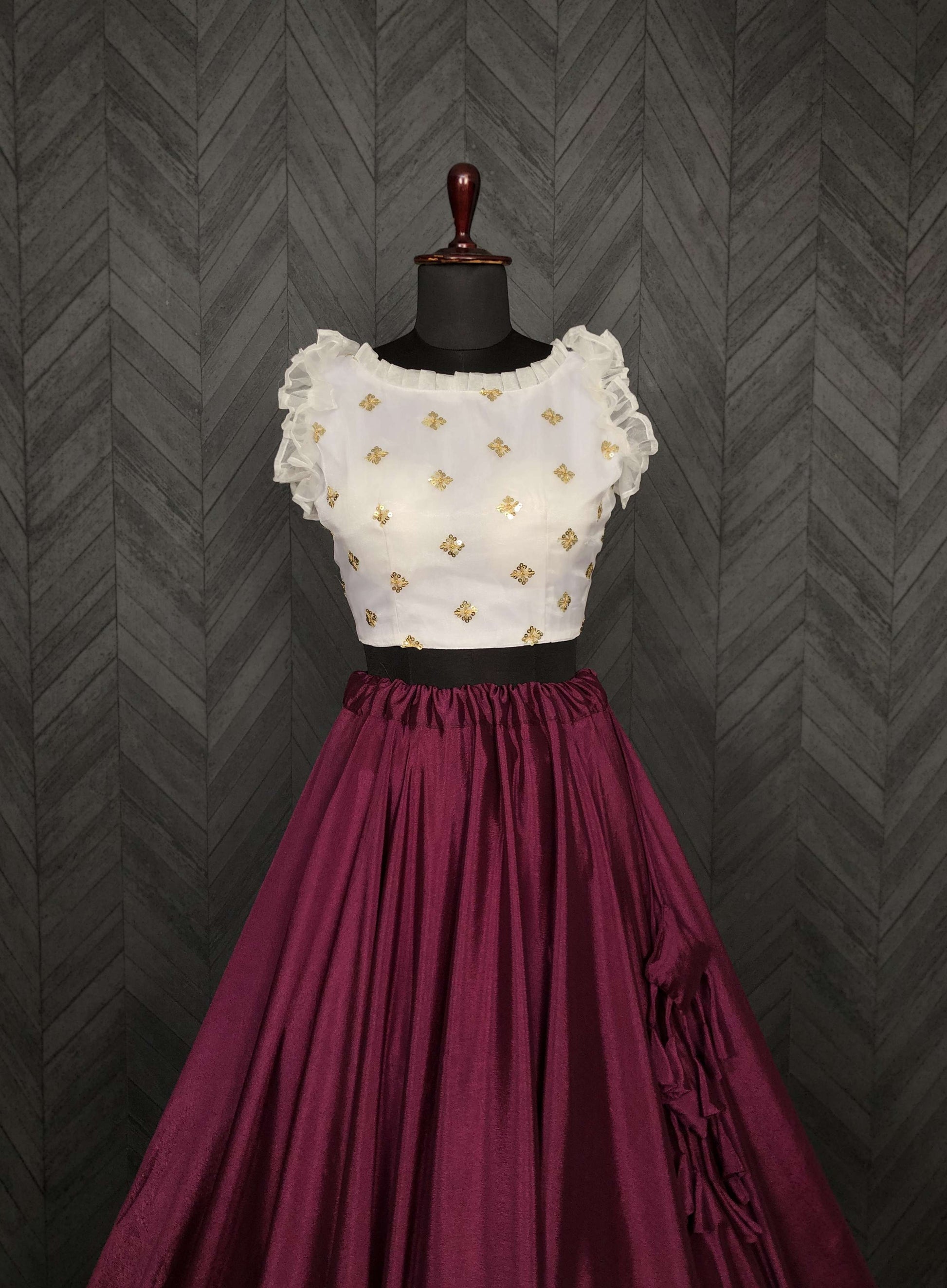 Premium Chinnon Lehenga with Organza Sequin Blouse  Readymade Set