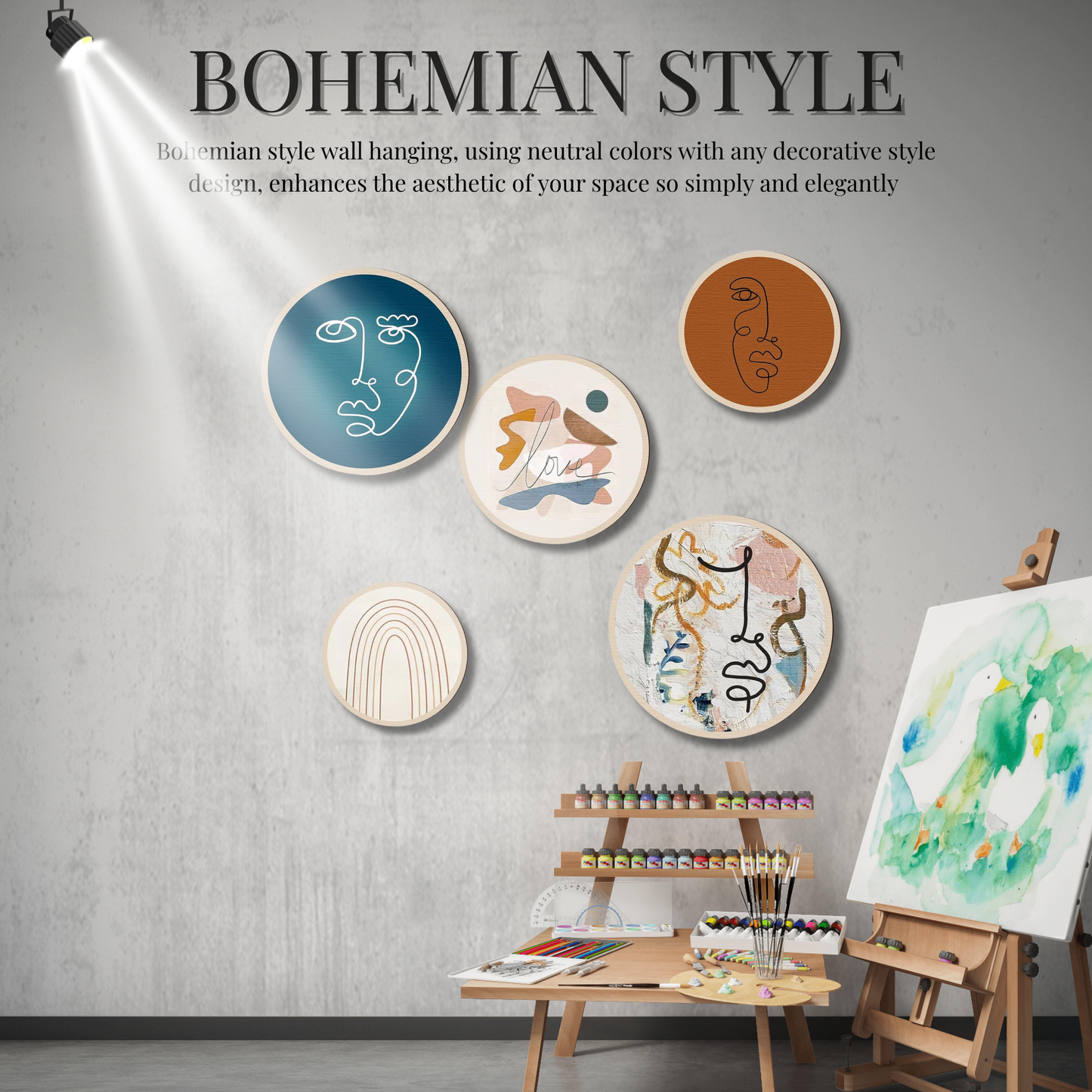 5 PCS Circle Wall Painting