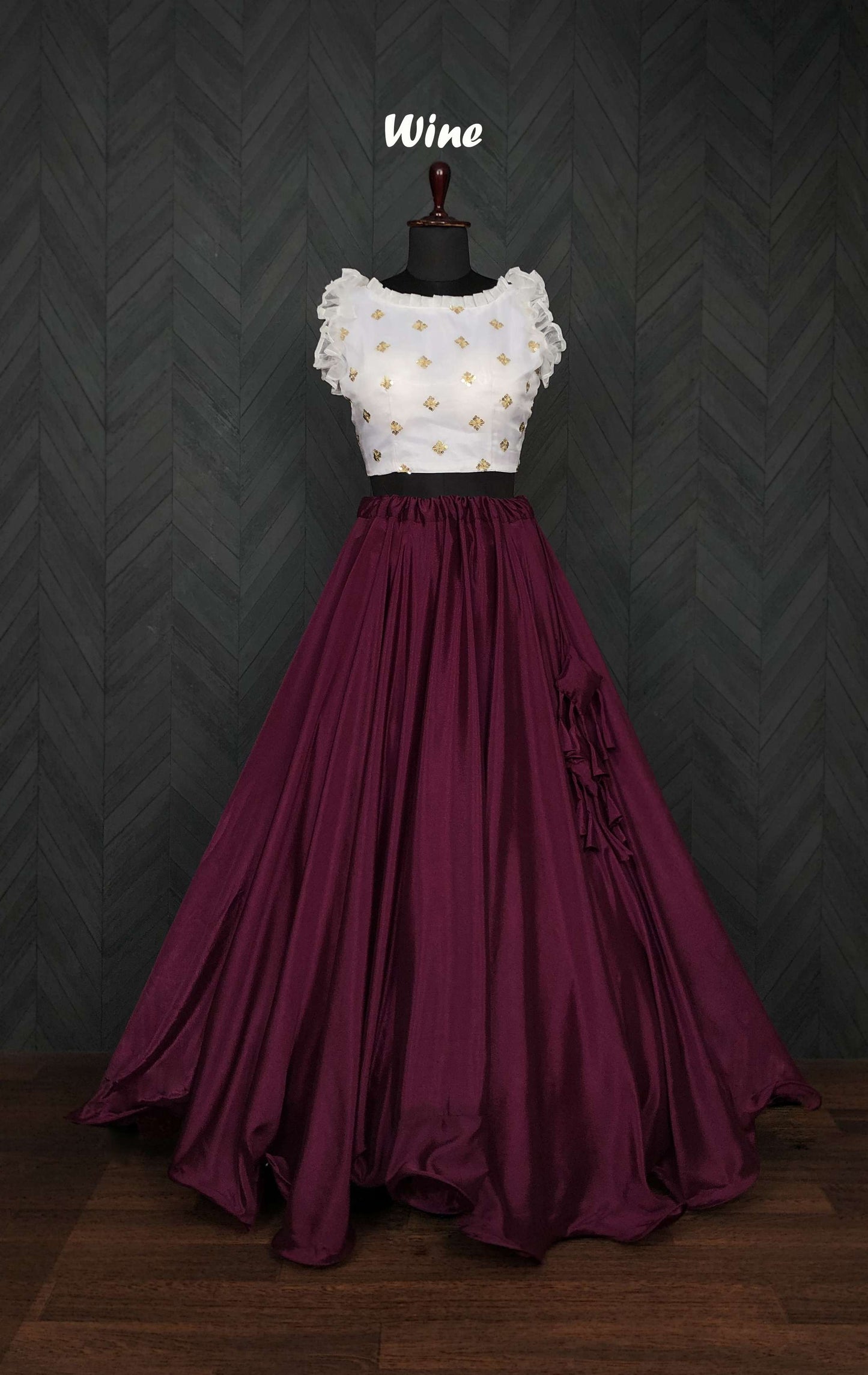 Premium Chinnon Lehenga with Organza Sequin Blouse  Readymade Set