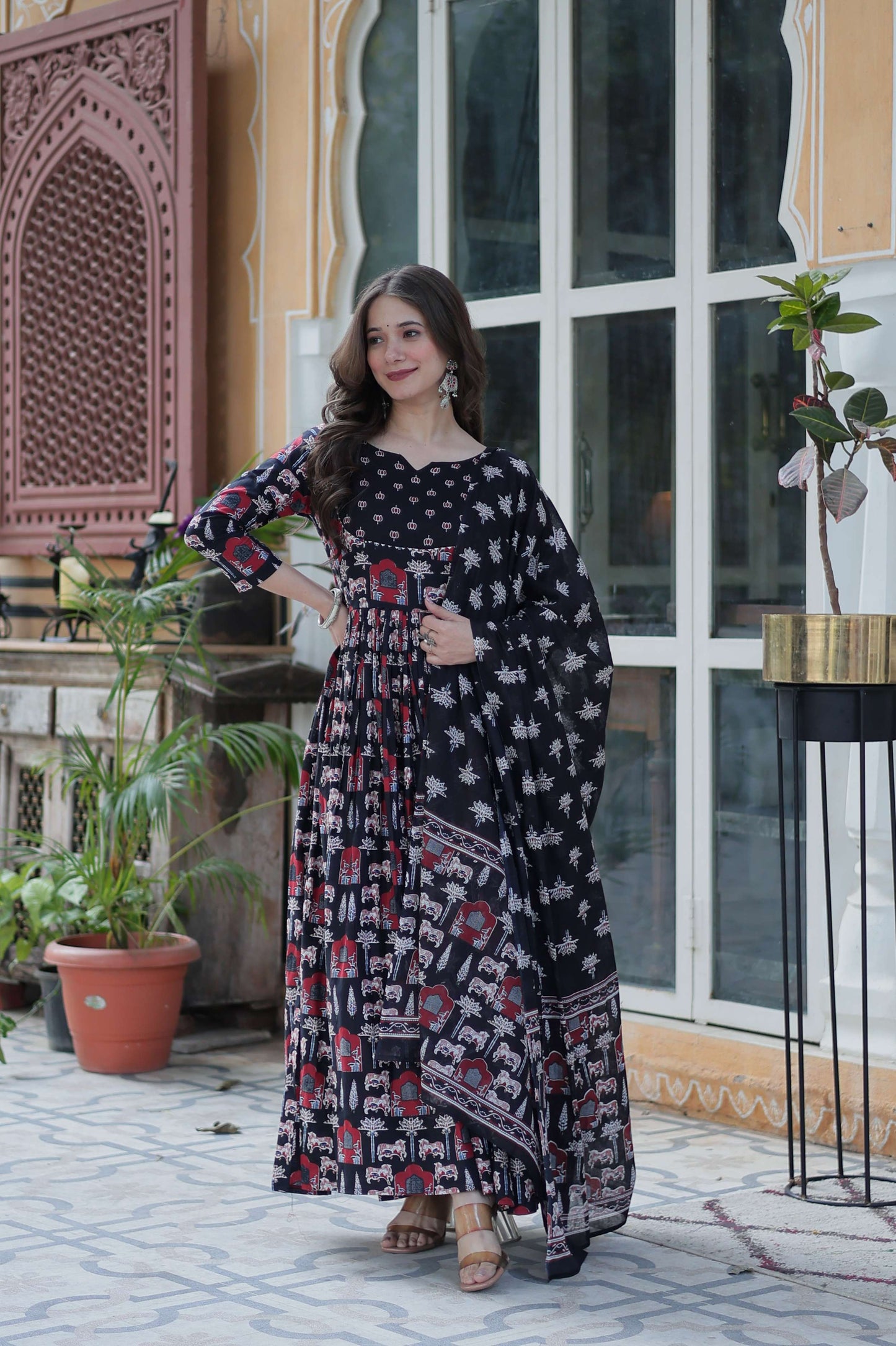 Black Premium Pure Cotton Kurti with Pant & Dupatta Set – 3 Piece Ethnic Wear