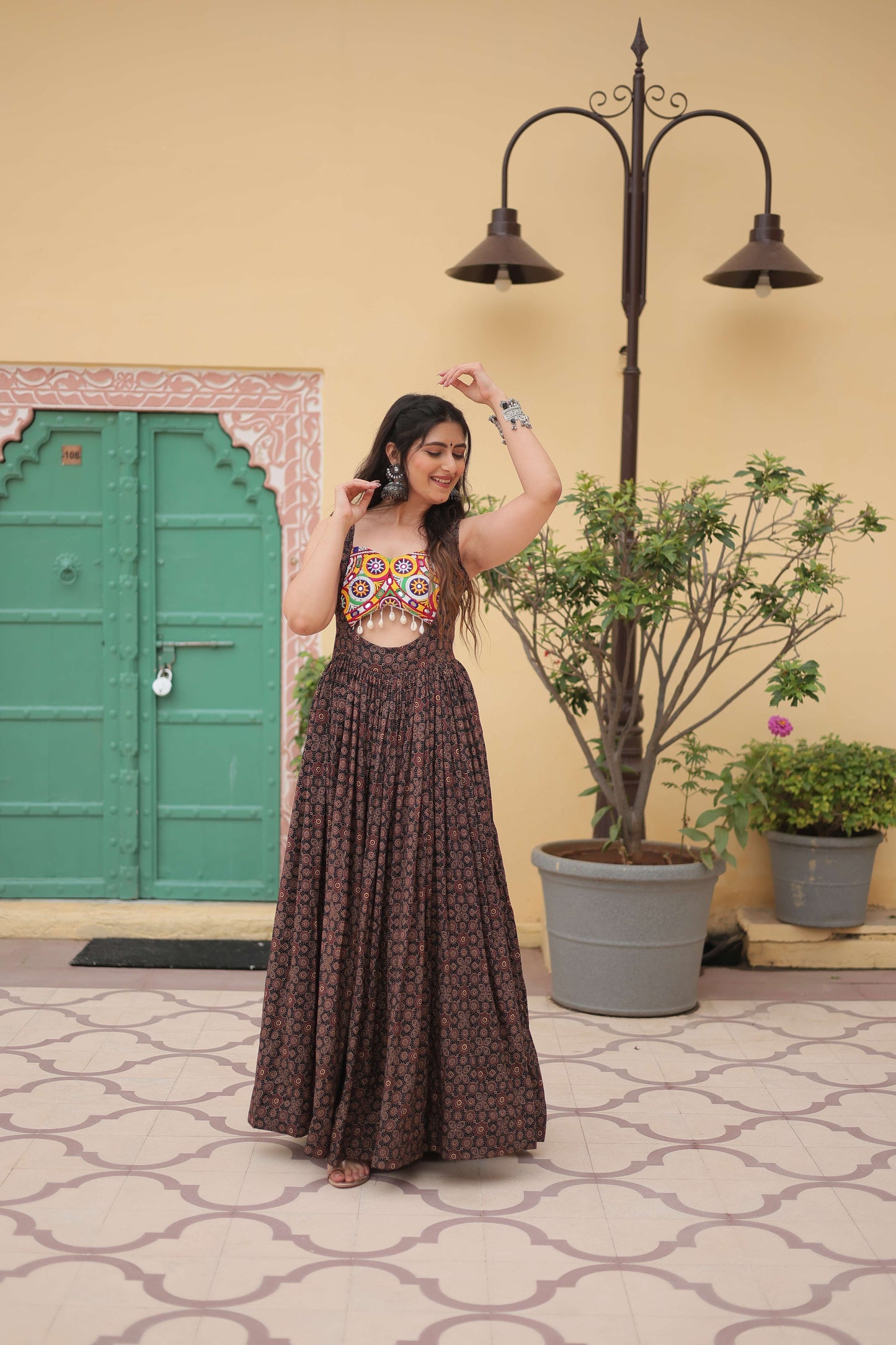 Black Faux Georgette Designer Gown  Fully Flared Elegant Party & Wedding Set