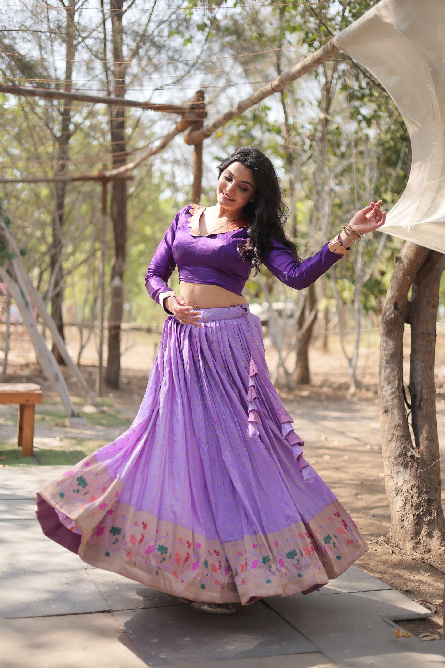 Dayble Viscose Kalamkari Lehenga Choli with Designer Blouse