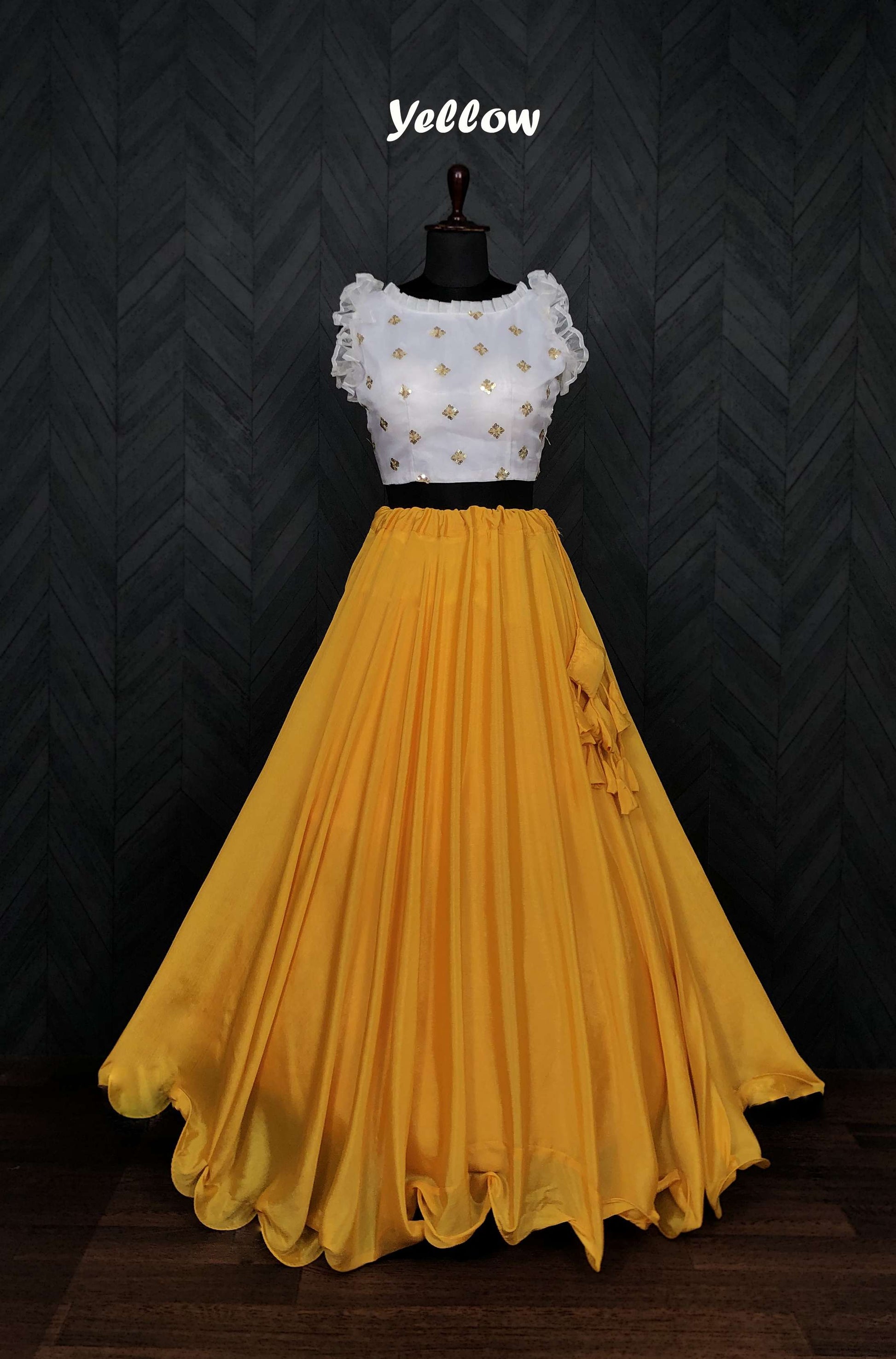 Premium Chinnon Lehenga with Organza Sequin Blouse  Readymade Set