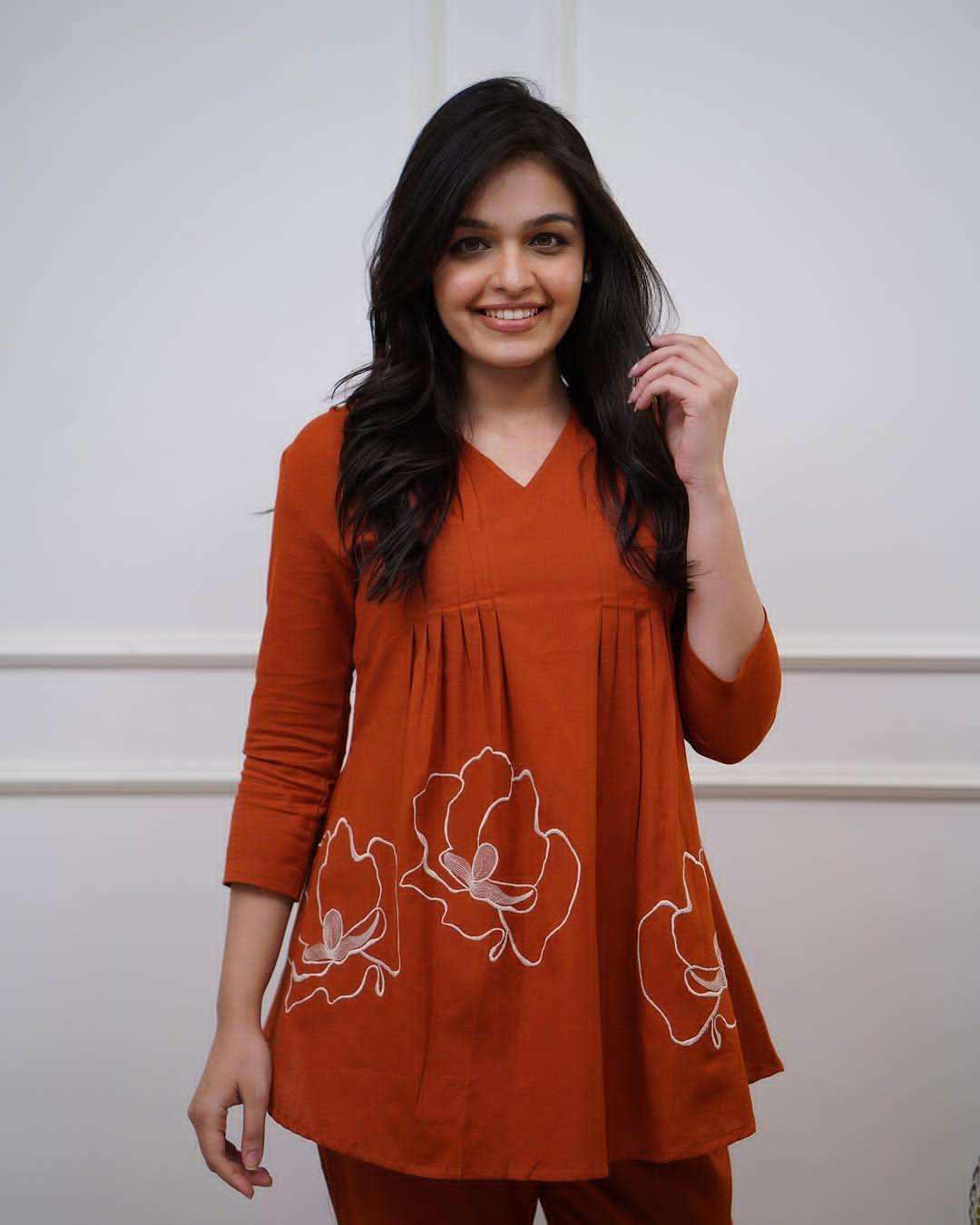 Women's Cotton Embroidered Co-ord Set 2 Piece Top Bottom Set
