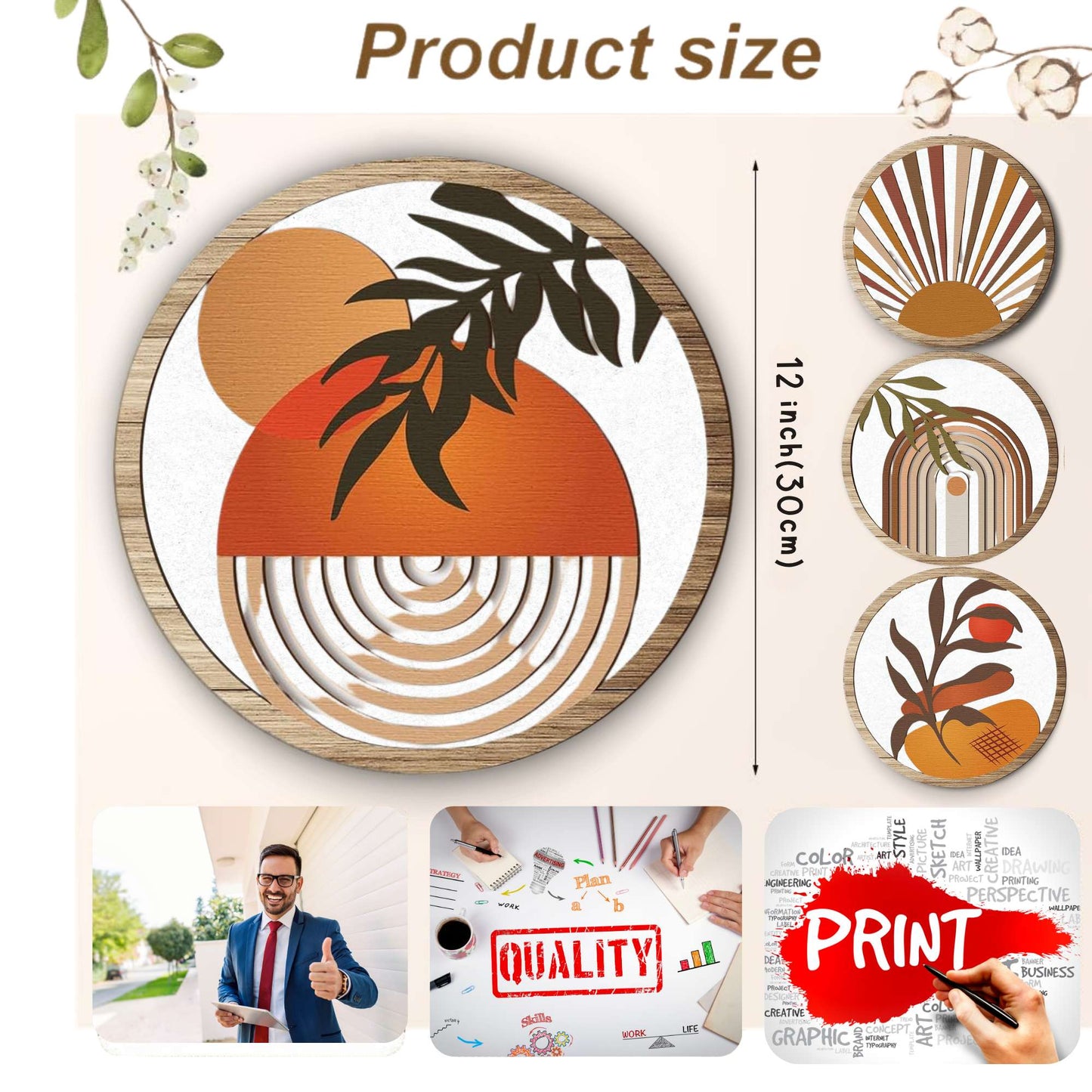 5 PCS Circle Wall Painting