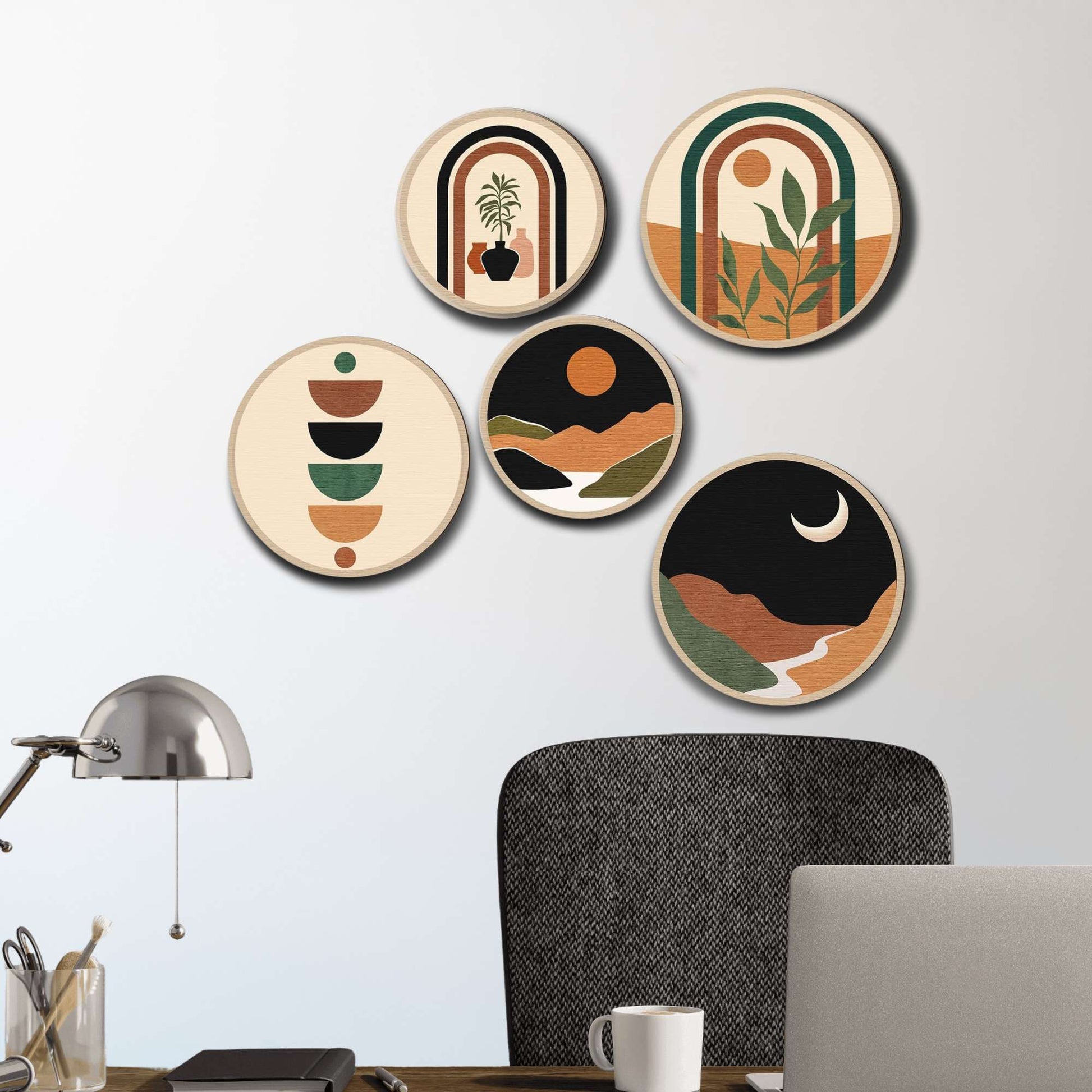 5 PCS Circle Wall Painting