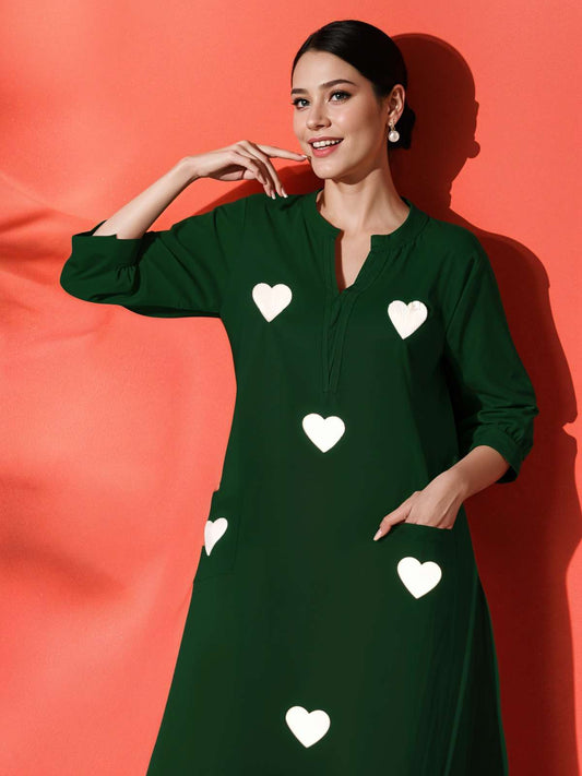 Women's Cotton Embroidered Straight Kurti With Pant Set