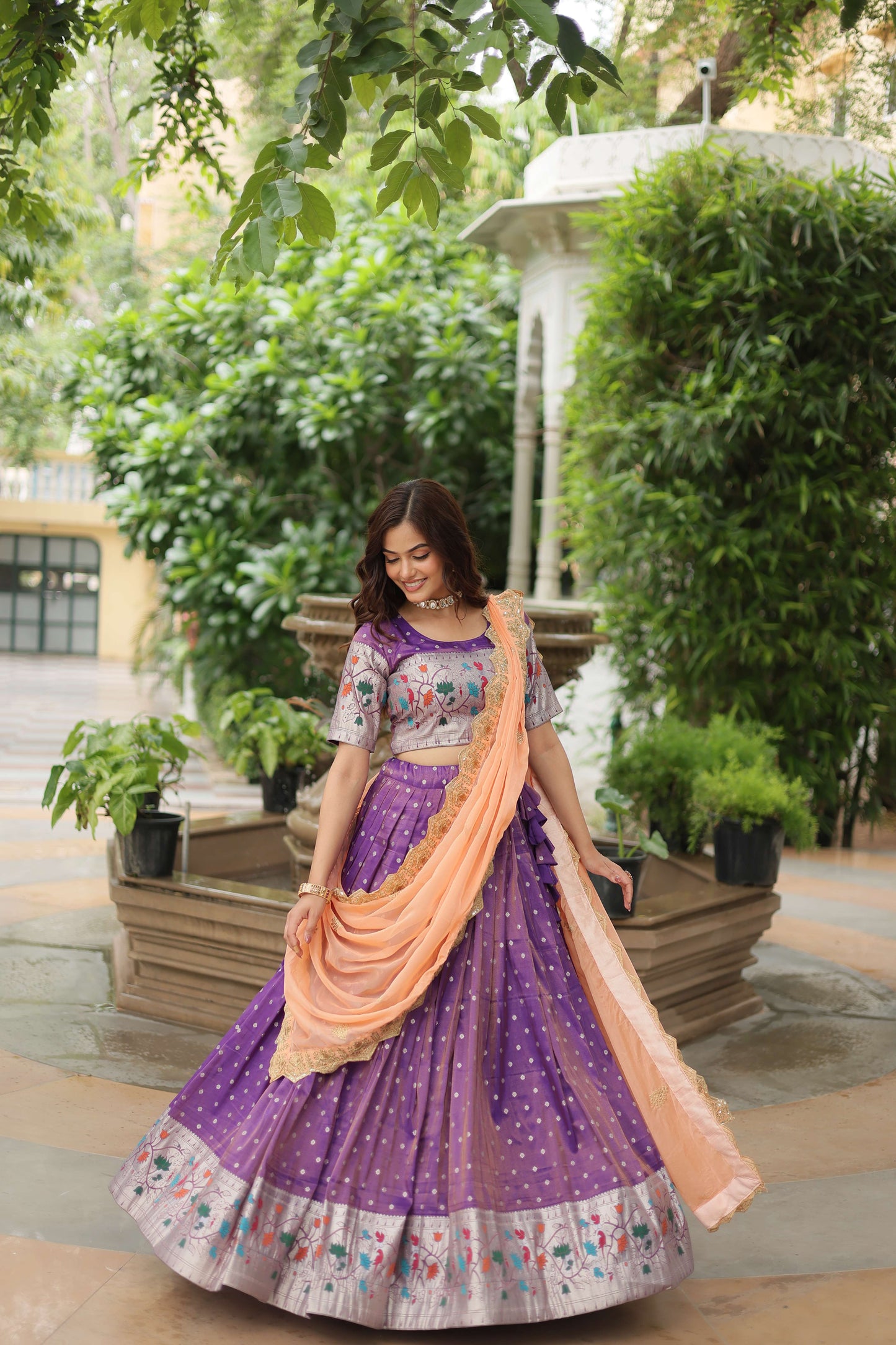Cosmos Jequard Lehenga Choli with Embroidered Dupatta