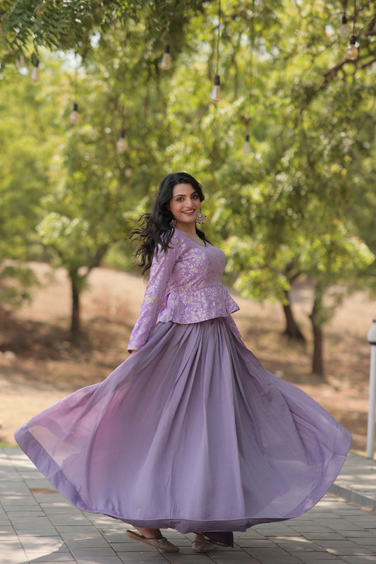 Dayble Viscose Flower Design Lehenga Choli Set 