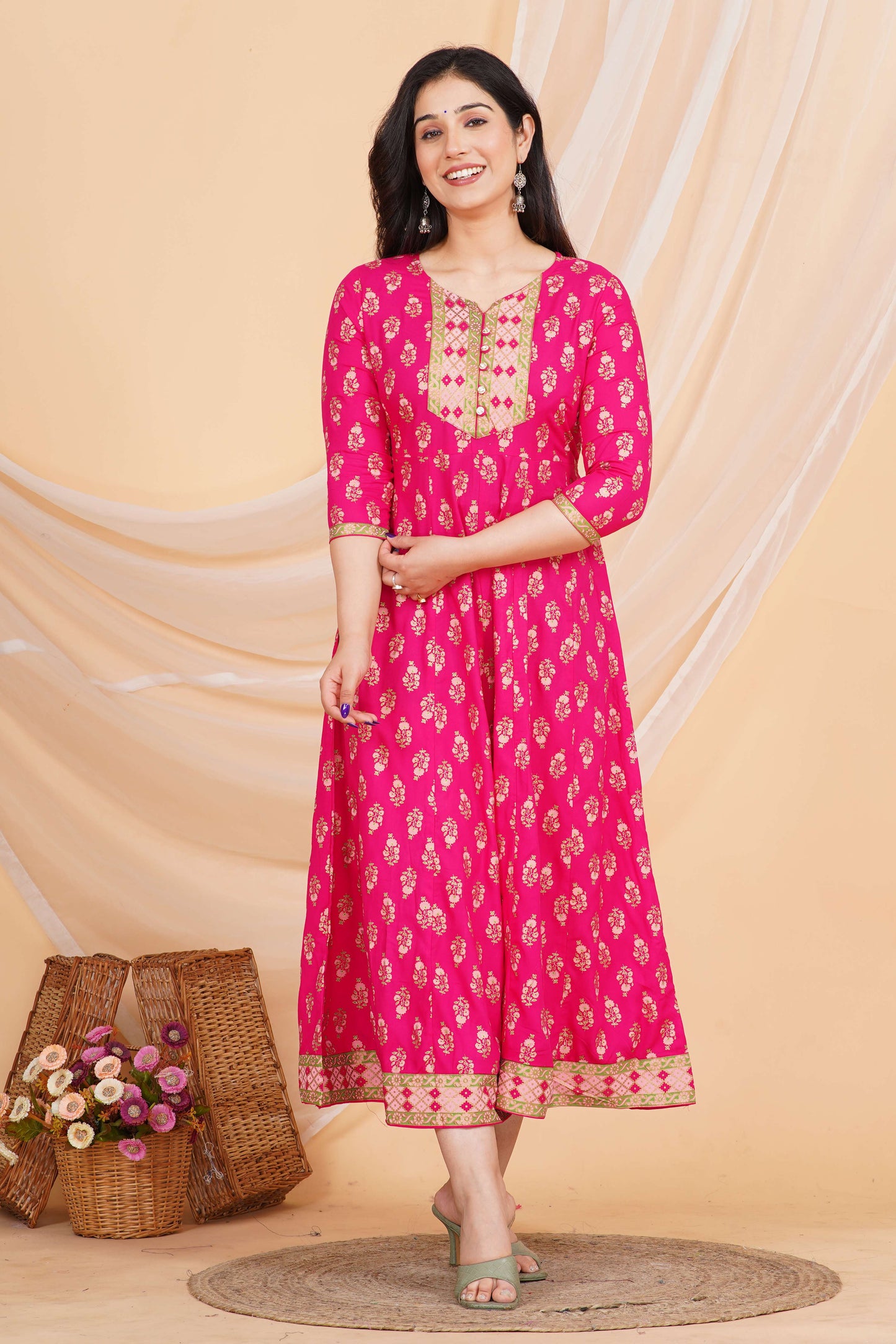 Women's Rayon Printed Anarkali Short Kurti Gown