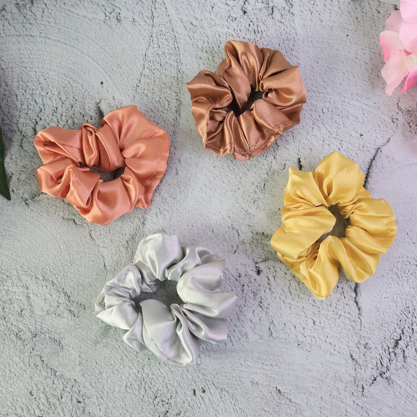 Premium Satin Hair Scrunchies  Elastic Hair Ties For Women  Girls (12 Pc)