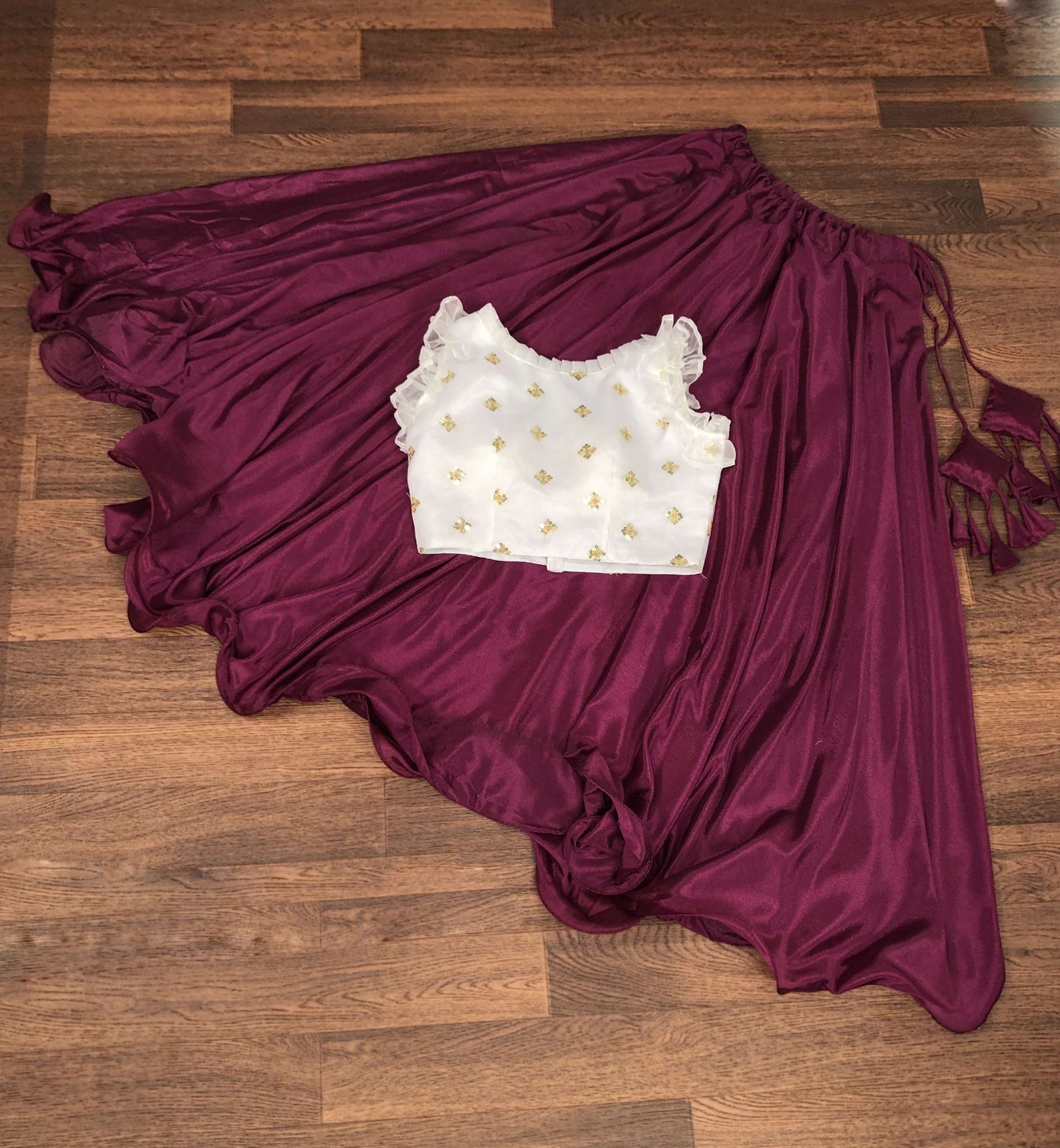 Premium Chinnon Lehenga with Organza Sequin Blouse  Readymade Set