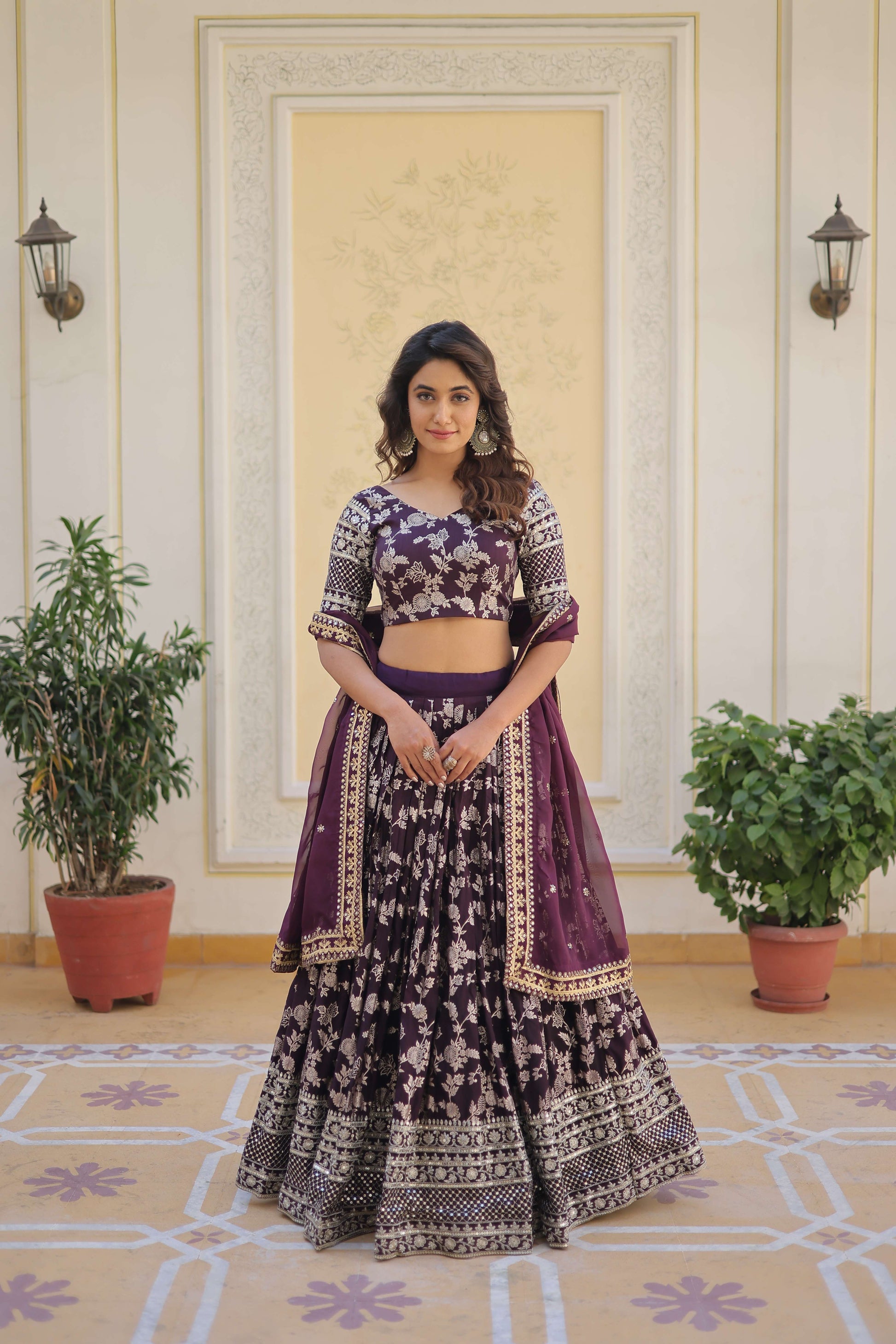 Designer Pure Viscose Jacquard Embroidered Lehenga Choli with Dupatta ?