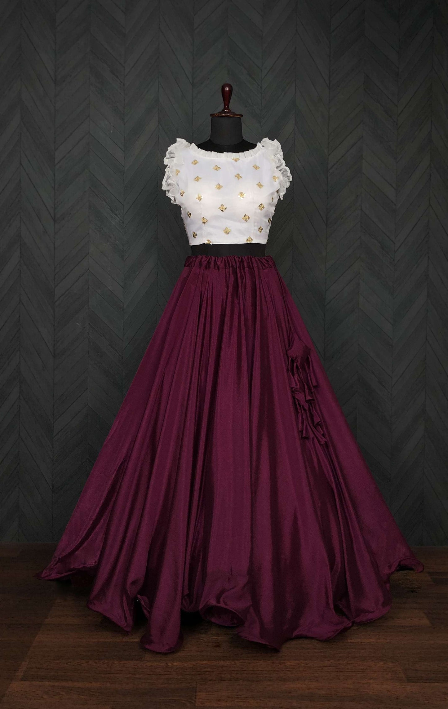Premium Chinnon Lehenga with Organza Sequin Blouse  Readymade Set
