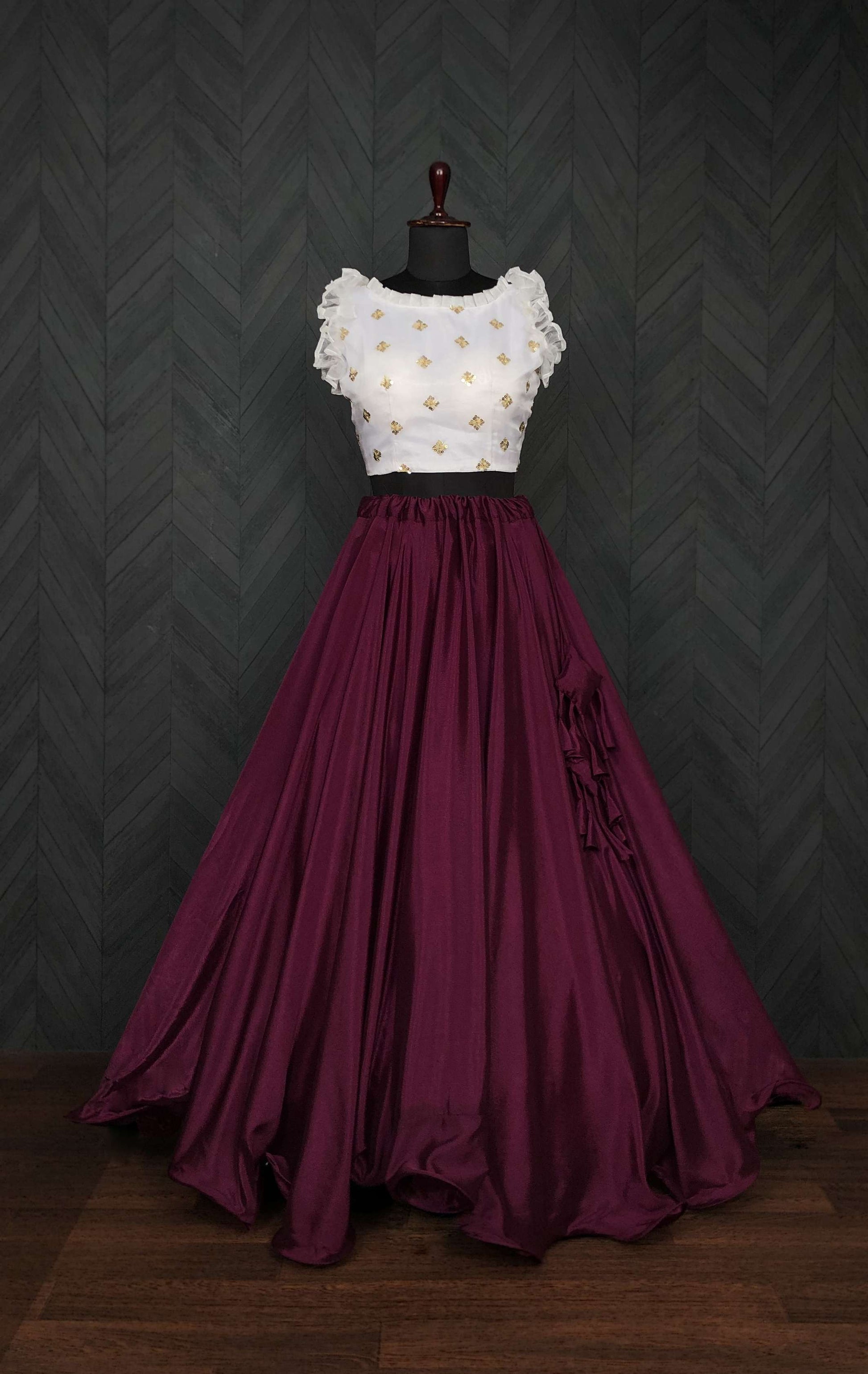 Premium Chinnon Lehenga with Organza Sequin Blouse  Readymade Set