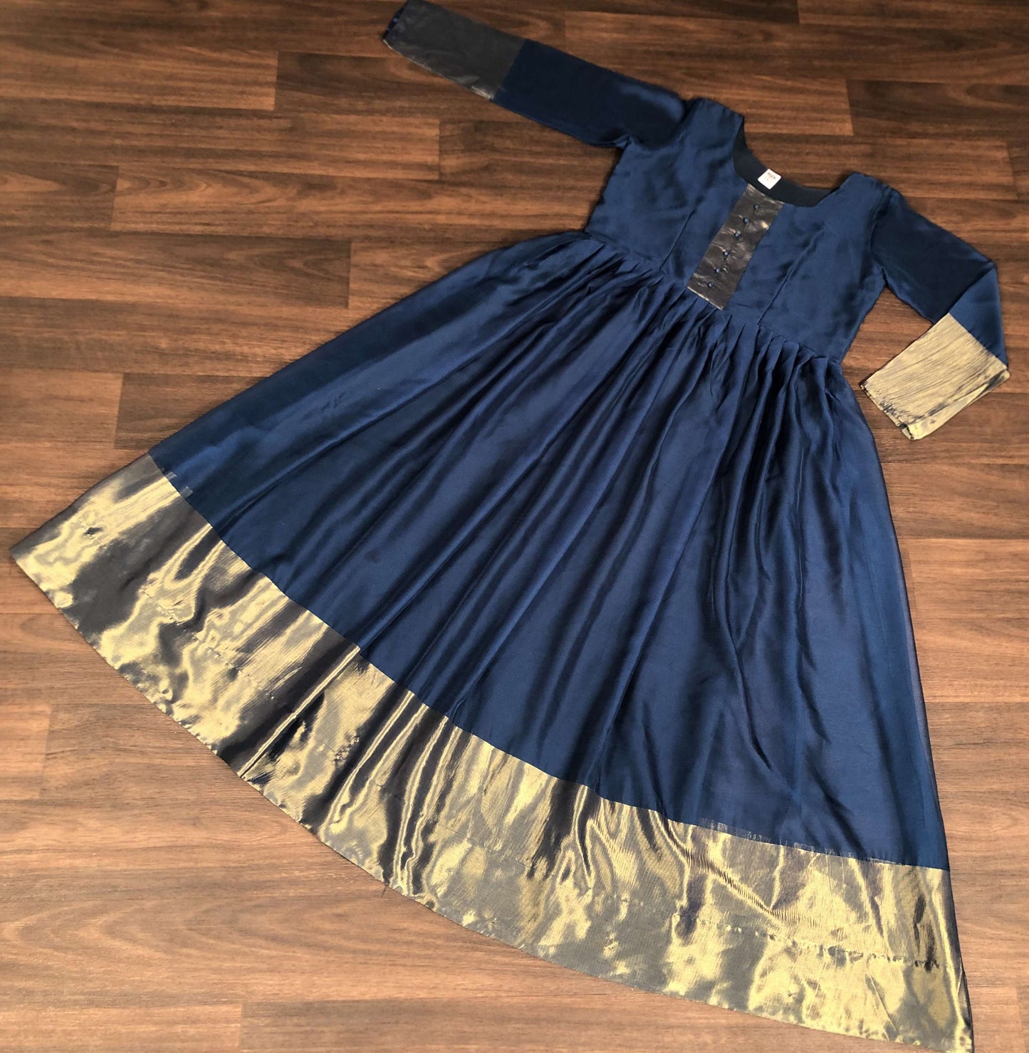 Rama Elegant Chiffon Designer Gown with Golden Zari Patta  Premium Ready-to-Wear Dress