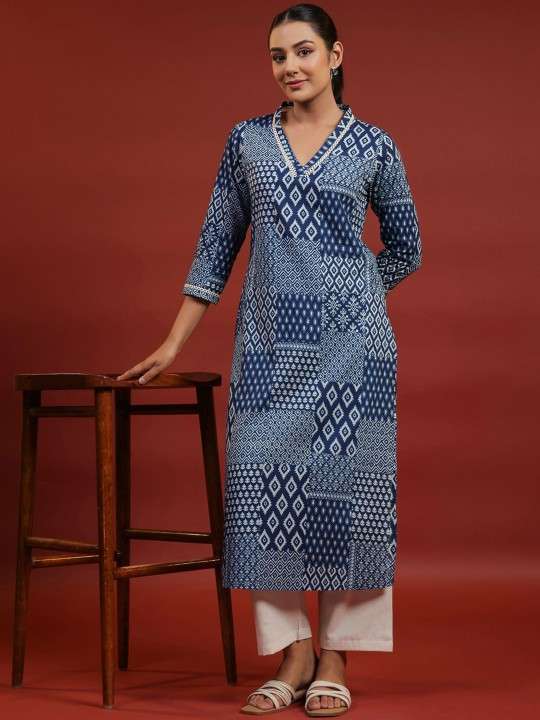 Women's Rayon Printed Straight Kurti With Pant Set