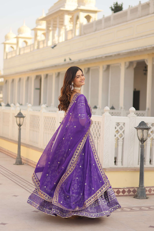 Designer Pure Viscose Jacquard Embroidered Lehenga Choli with Dupatta ?