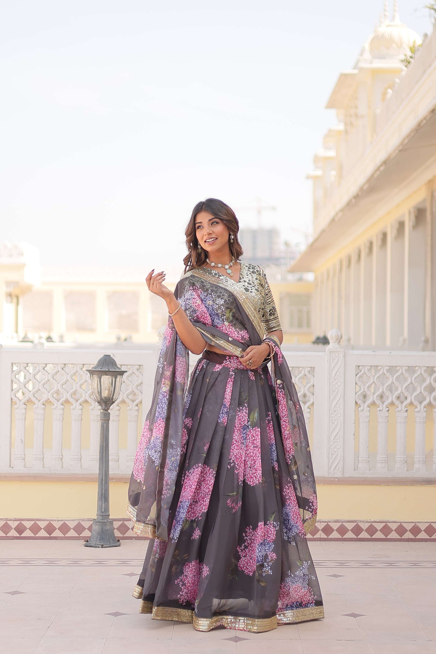 Digital Printed Russian Silk Lehenga Choli with Sequins Dupatta ?